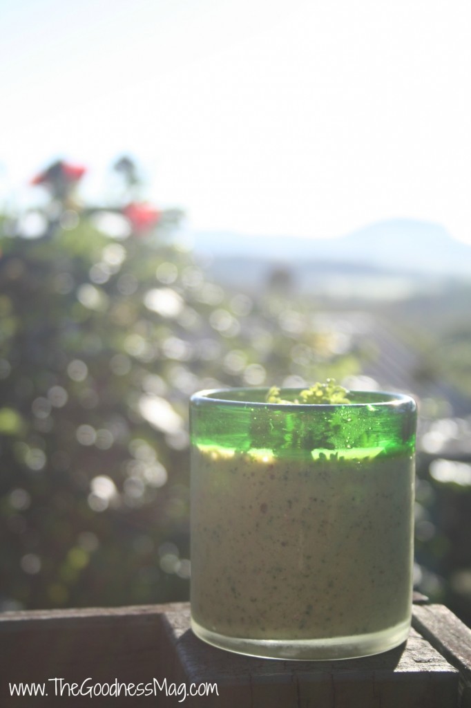 Beautiful morning green smoothie breakfast