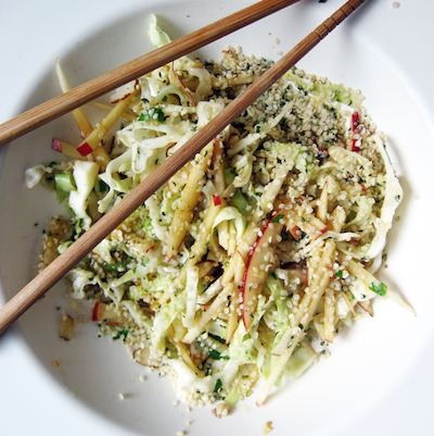 Healthy Asian apple cabbage slaw with honey dressing